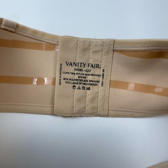 NWT Vanity Fair Beauty Back Underwire Smoothing Strapless Bra Beige Size 42D - Picture 8 of 8